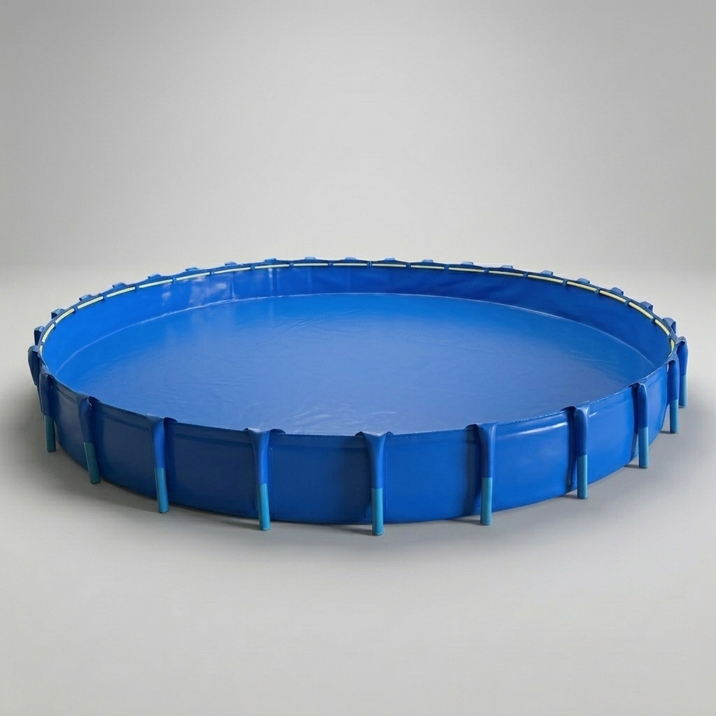 บ่อผ้าใบทรงกลม โครง PVC เคลื่อนย้ายง่าย